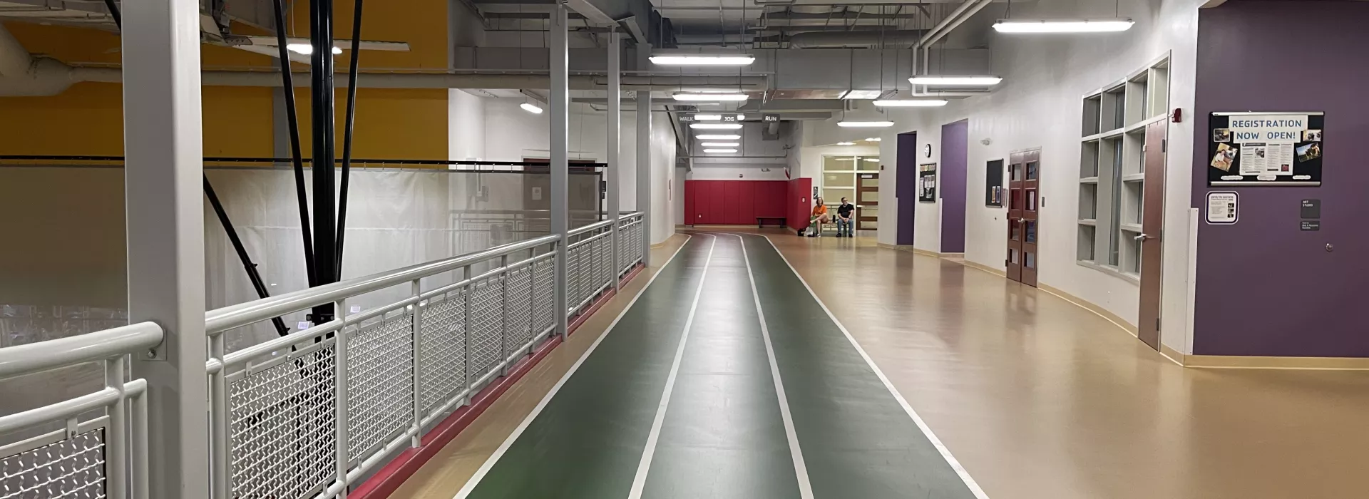 Indoor track for running, jogging, or walking